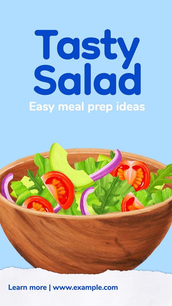 Salad prep Instagram story template, editable text