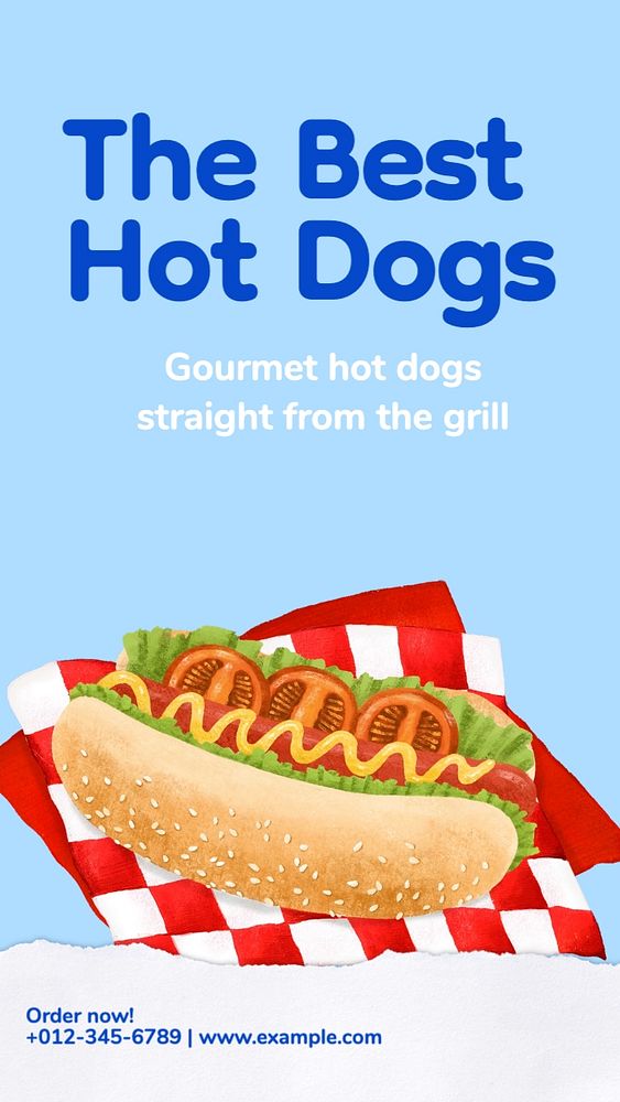 Hot dogs Instagram story template, editable text