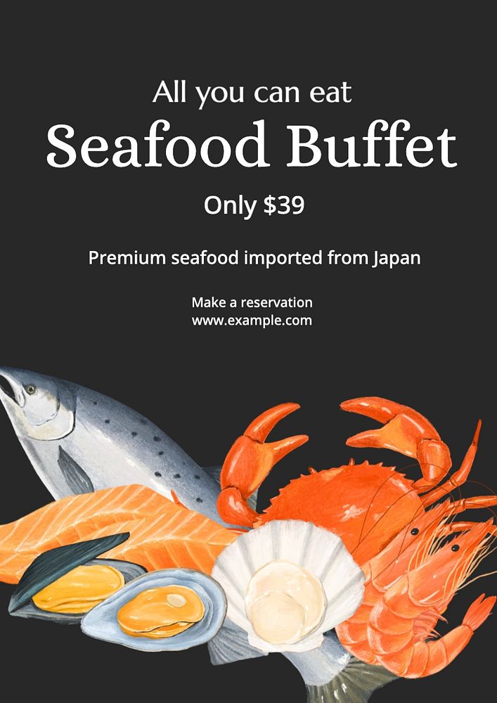 Seafood buffet poster template, editable text and design