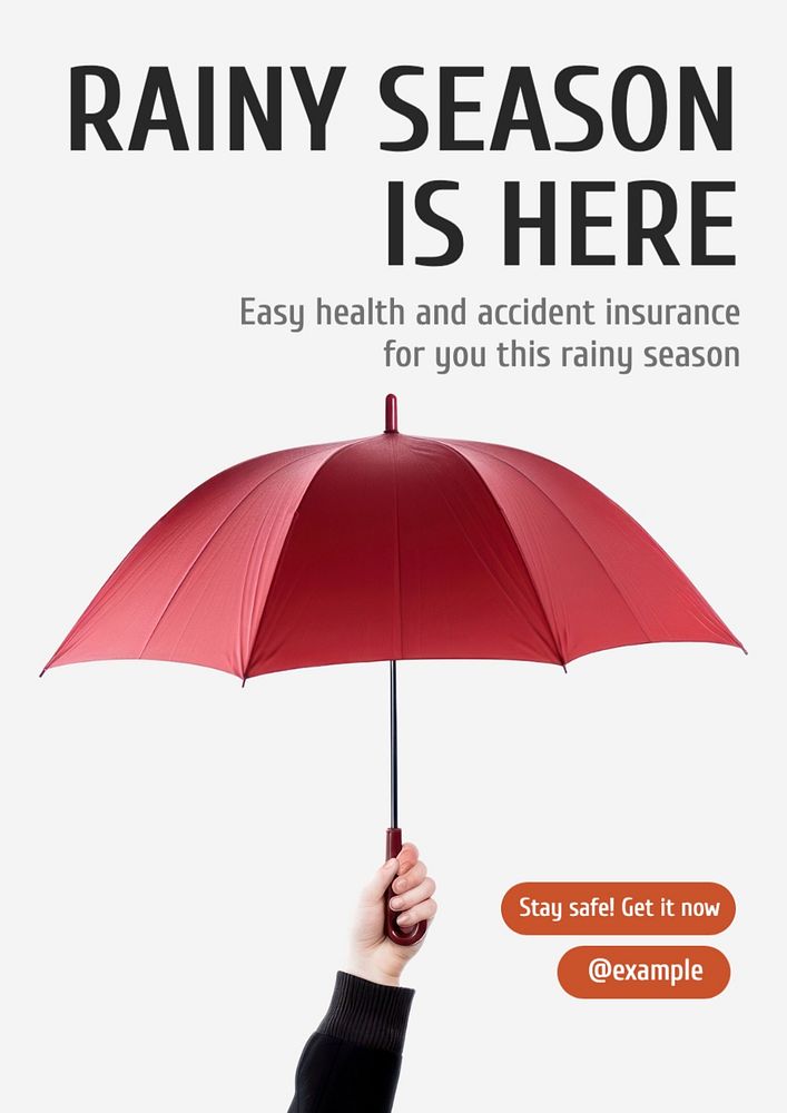 Rainy season insurance poster template, editable text and design