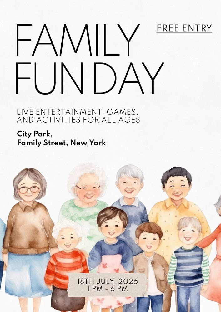 Family fun day poster template, editable text and design