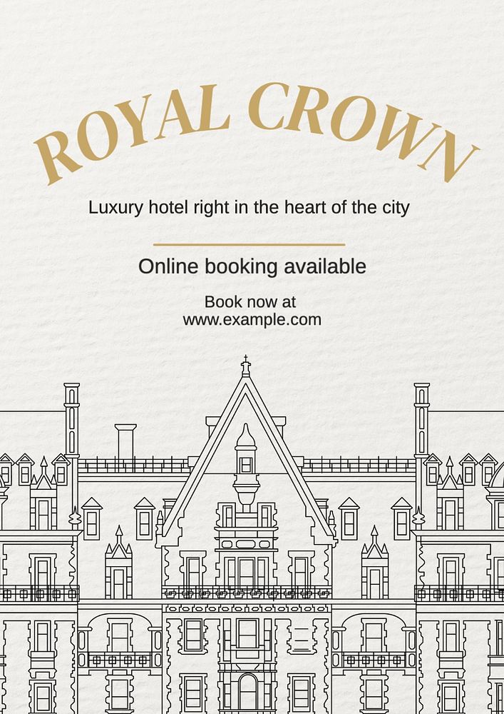 Luxury hotel poster template, editable text and design