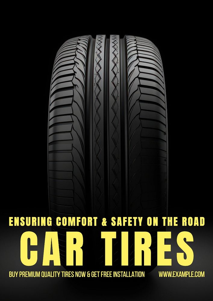 Car tires editable poster template