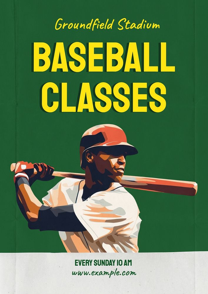 Baseball classes poster template, editable text and design