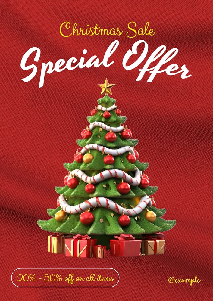 Christmas sale poster template, editable text and design