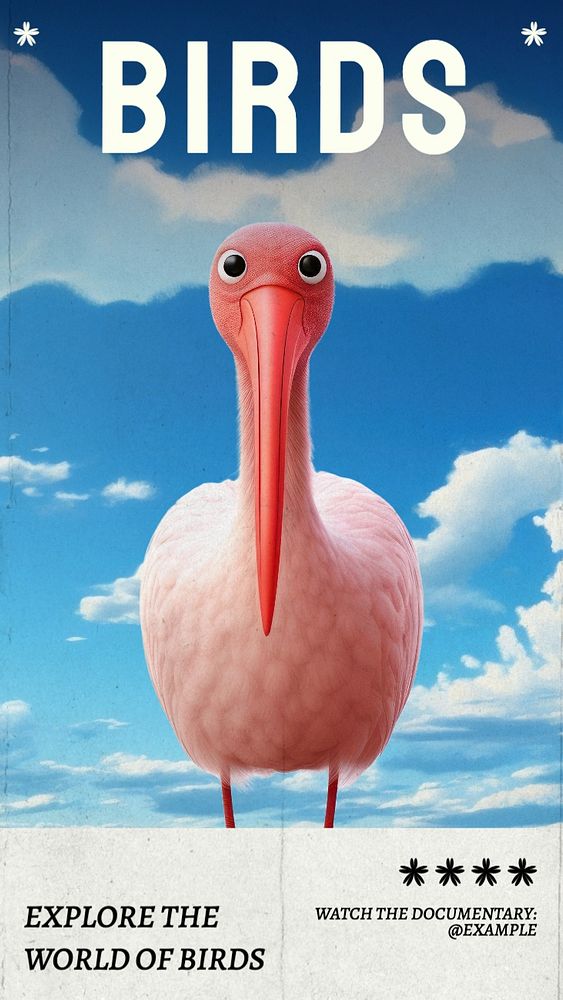 Bird documentary Instagram story template, Facebook story