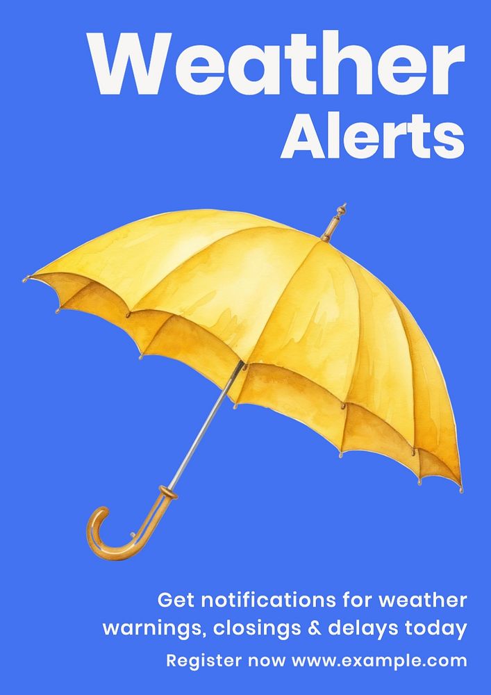 Weather alerts poster template, editable text and design