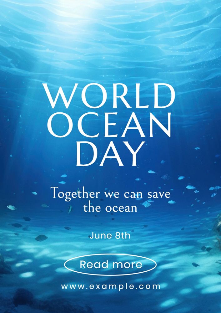 World ocean day poster template, editable text and design