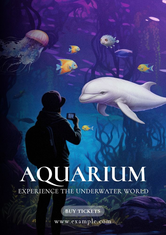 Aquarium poster template, editable text and design