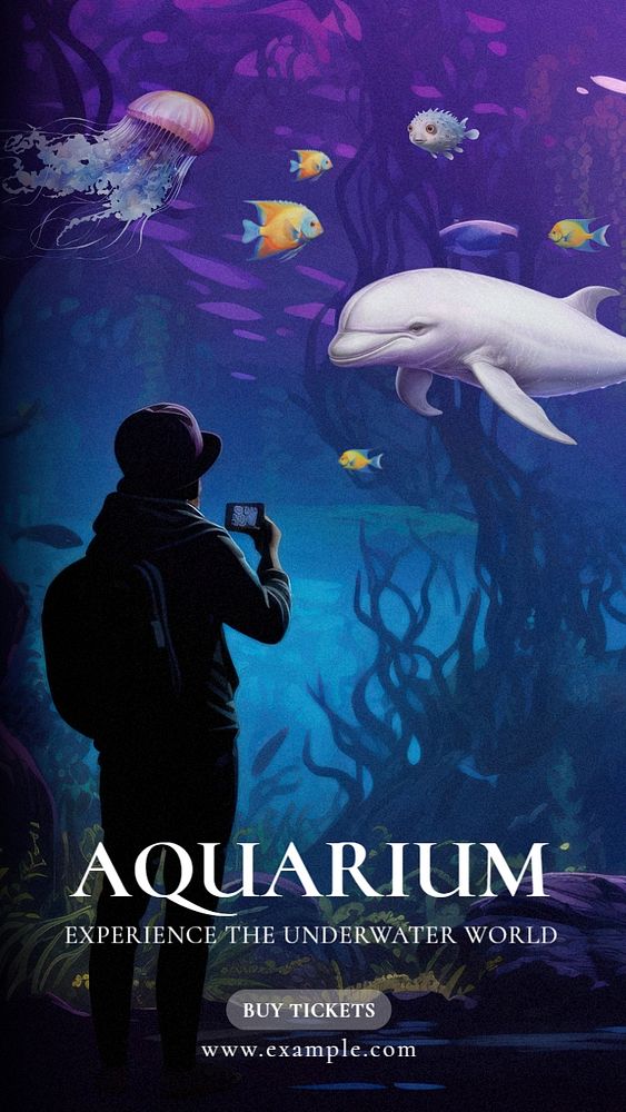 Aquarium Instagram story template, editable text