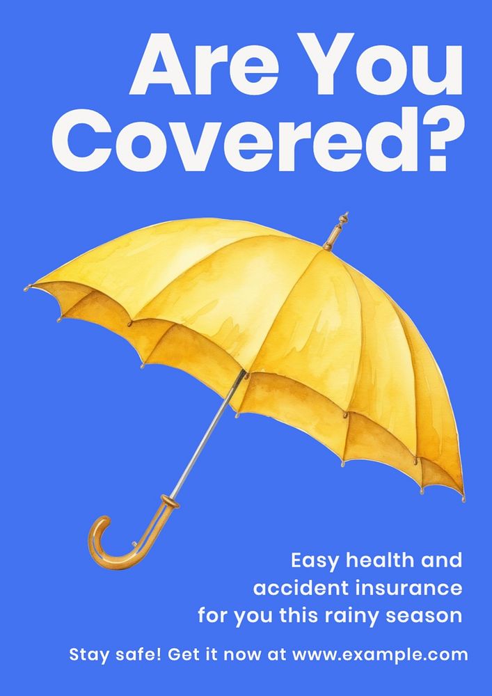 Rainy season insurance poster template, editable text and design