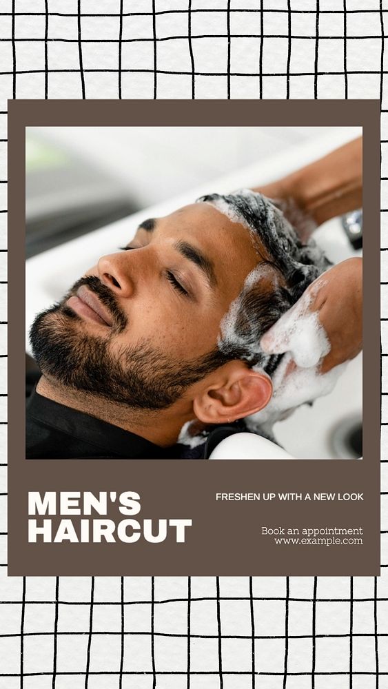 Men's haircut social story template, editable Instagram design