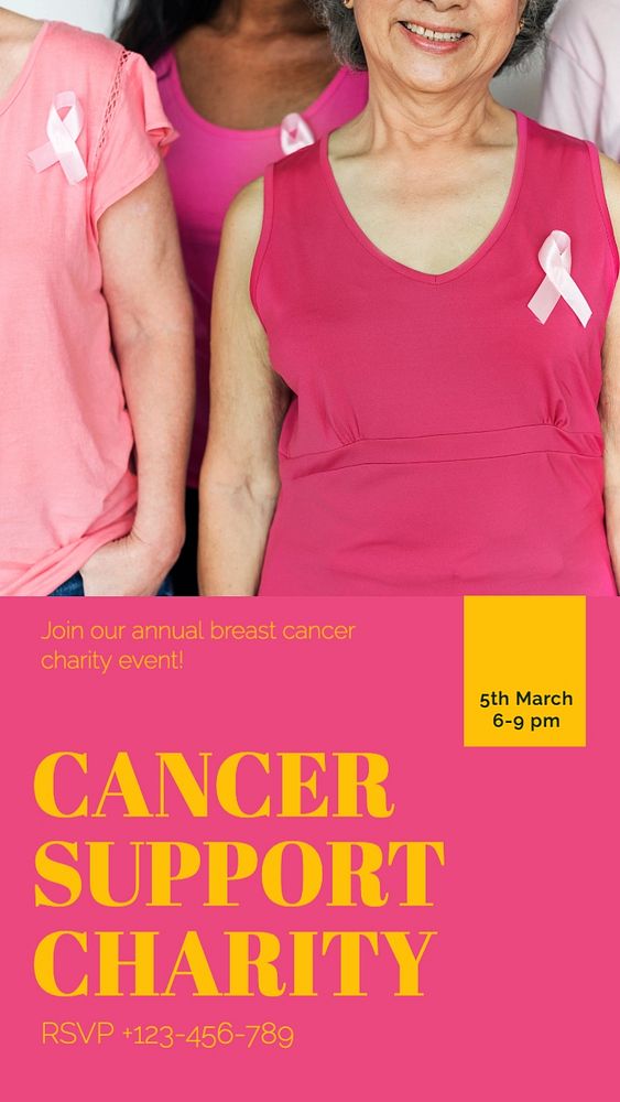 Cancer support charity Instagram story template, editable text