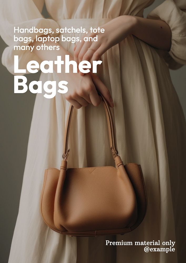 Leather bags sale poster template, editable text and design