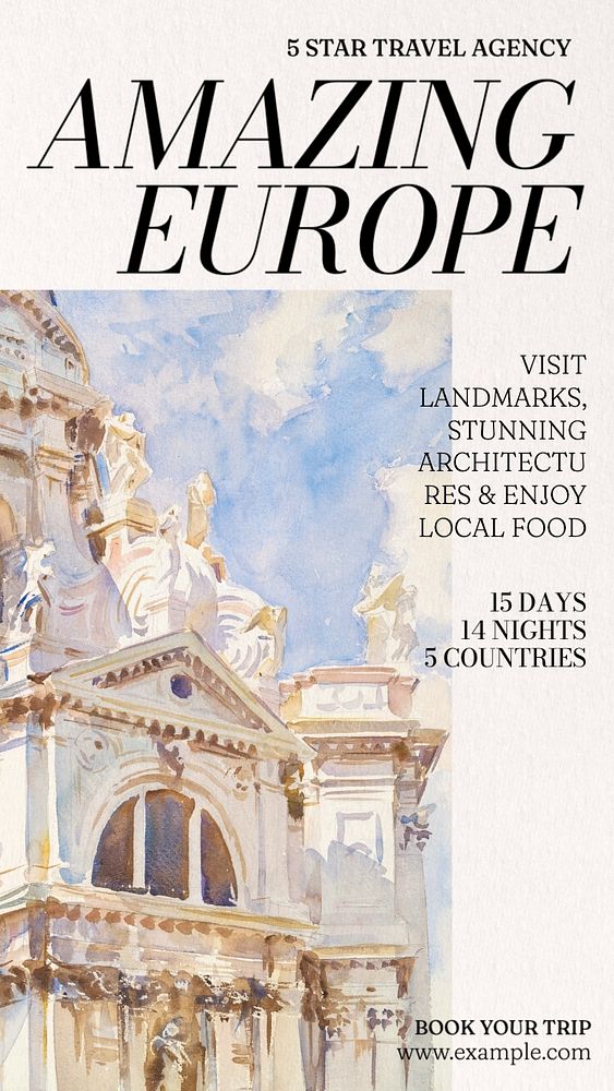 Europe trip Instagram story template, editable social media design