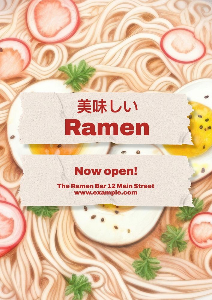 Ramen bar editable poster template