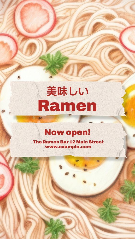 Ramen bar Instagram story template, editable social media design