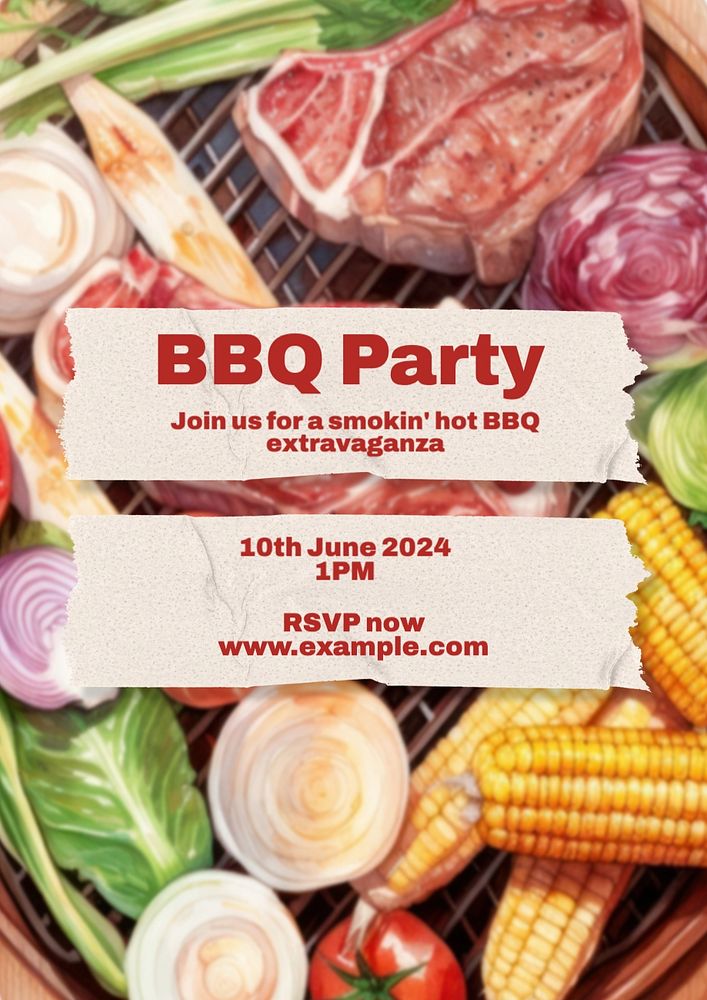 BBQ party editable poster template