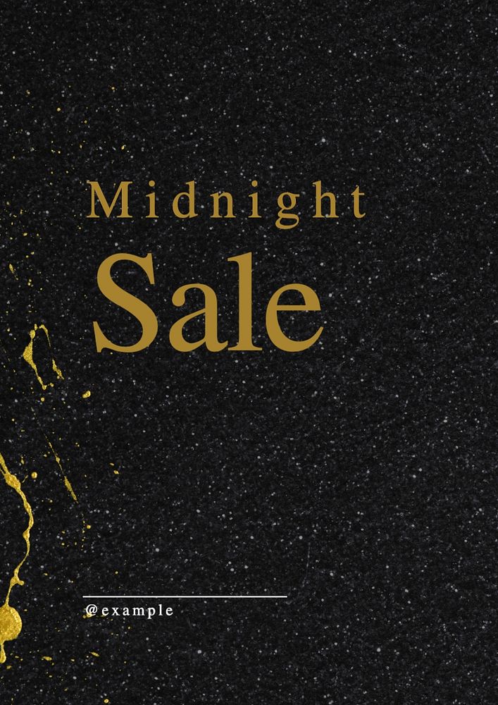 Midnight sale poster template, editable text and design