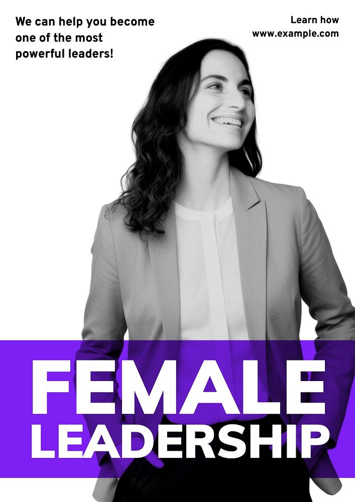 Female leadership poster template, editable text and design