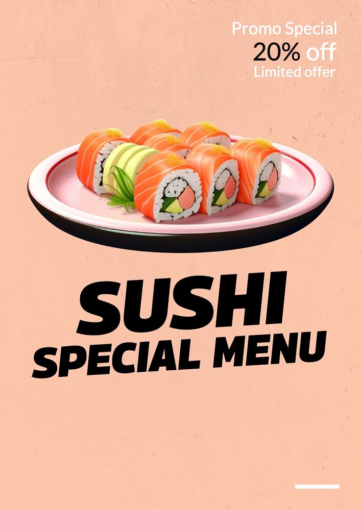Sushi special menu poster template