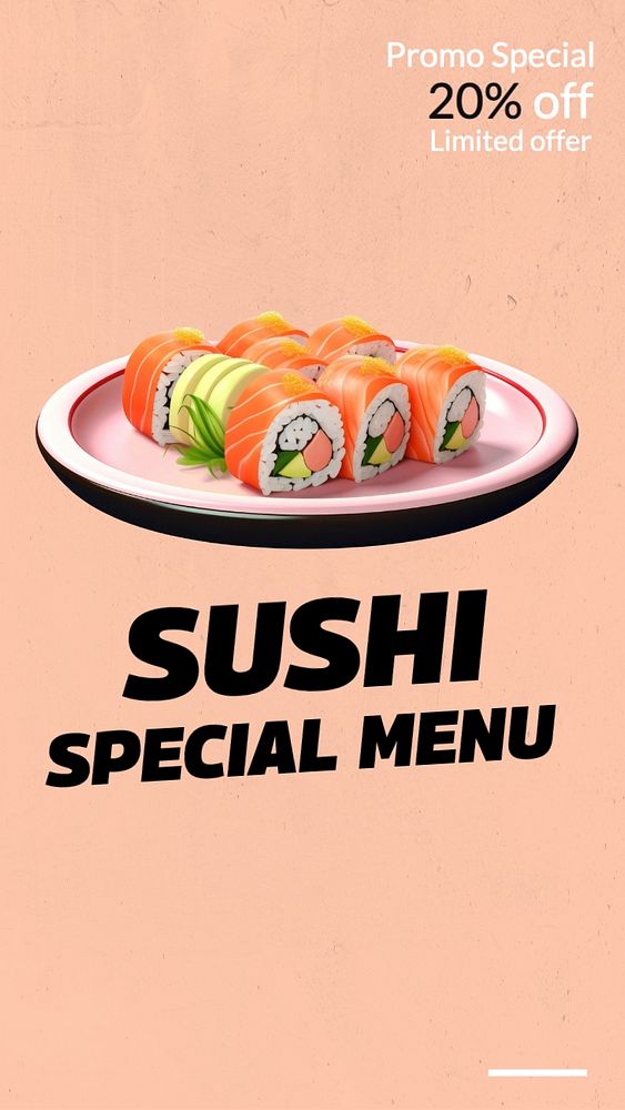 Sushi special menu Facebook story template