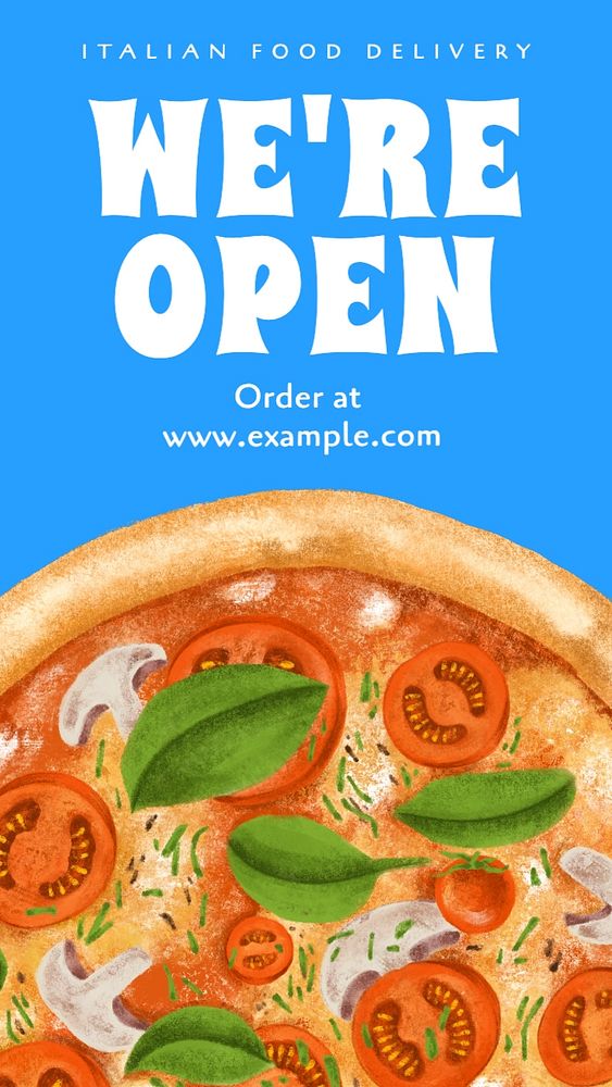 We're open, restaurant Instagram story template, editable social media design