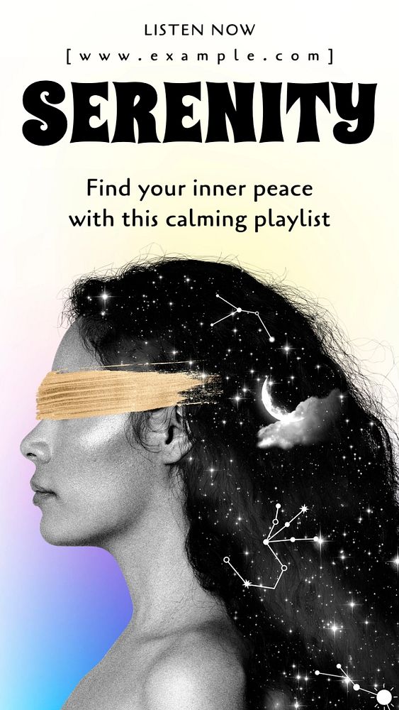 Inner peace music Instagram story template, editable social media design