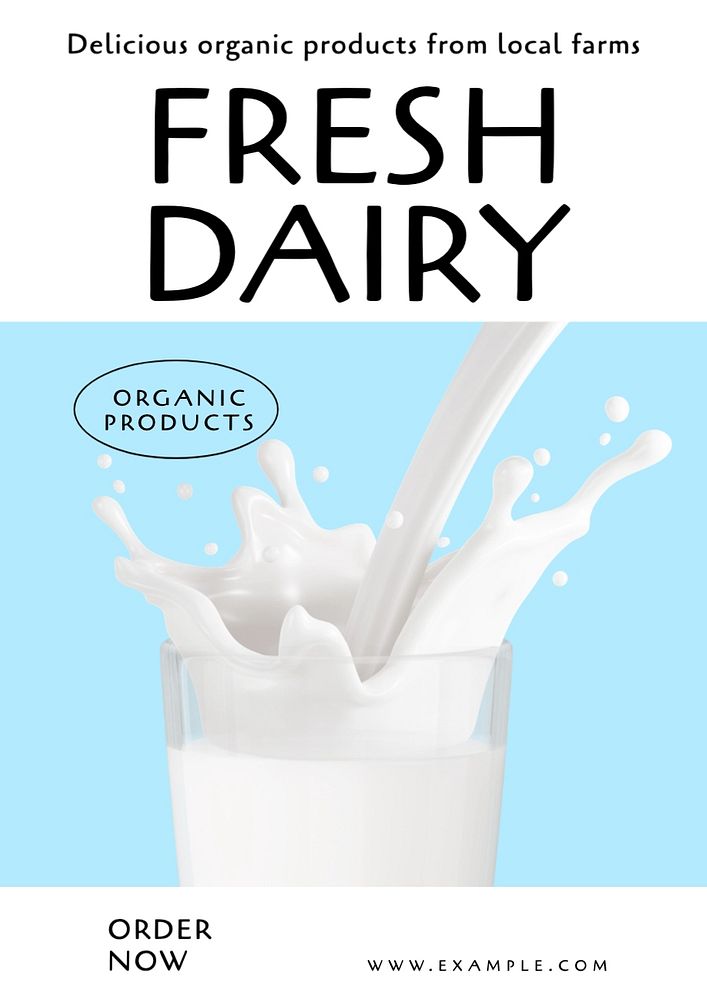 Fresh dairy products editable poster template