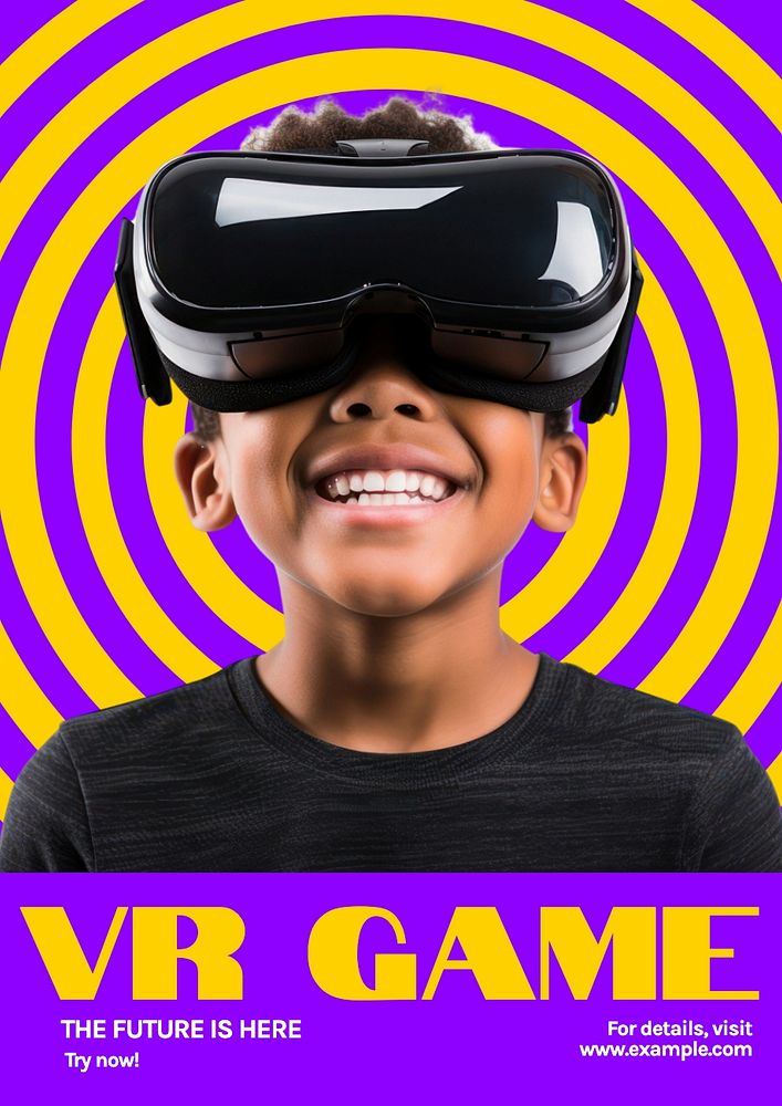 VR game poster template, editable text and design