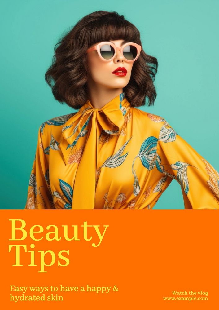 Beauty tips poster template, editable text and design