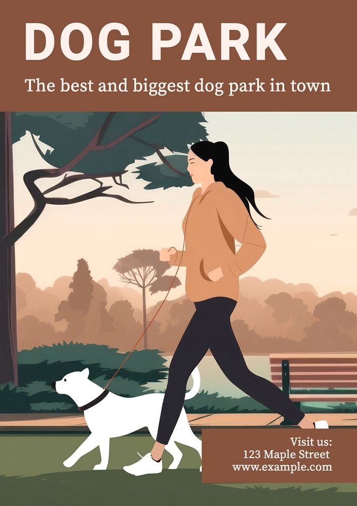 Dog park editable poster template