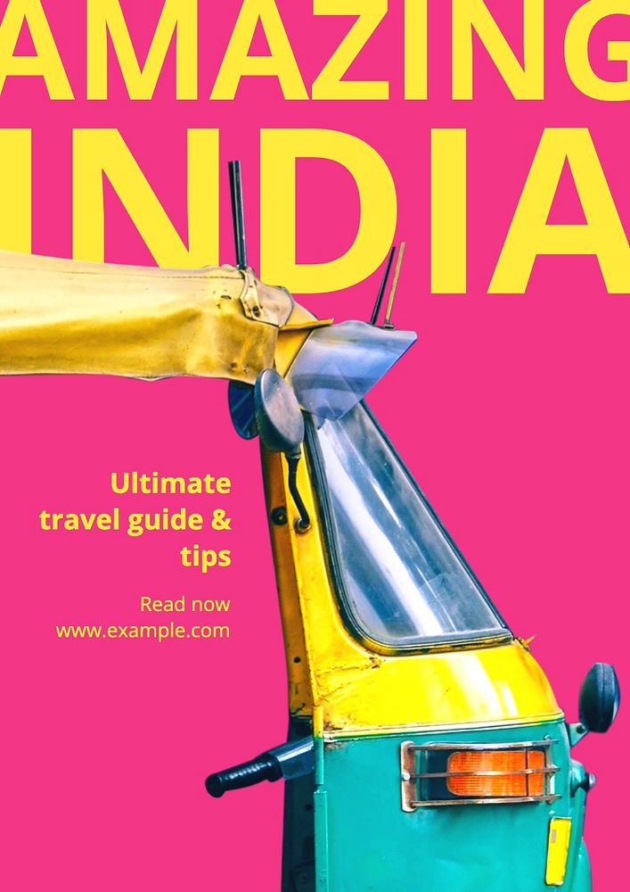 India travel poster template, editable text and design