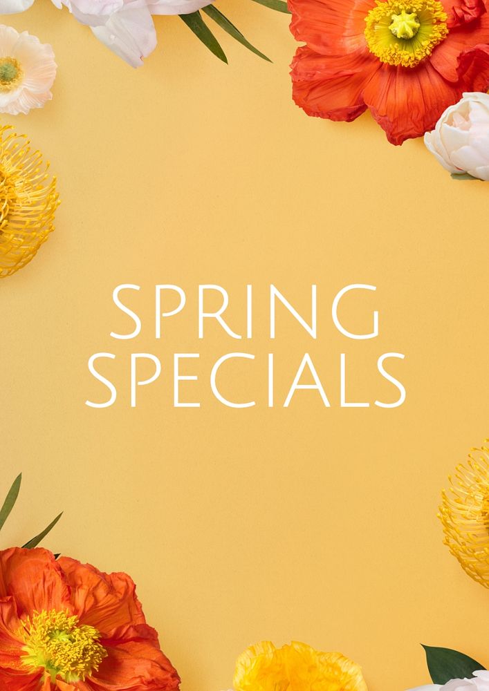 Spring specials poster template, editable text and design