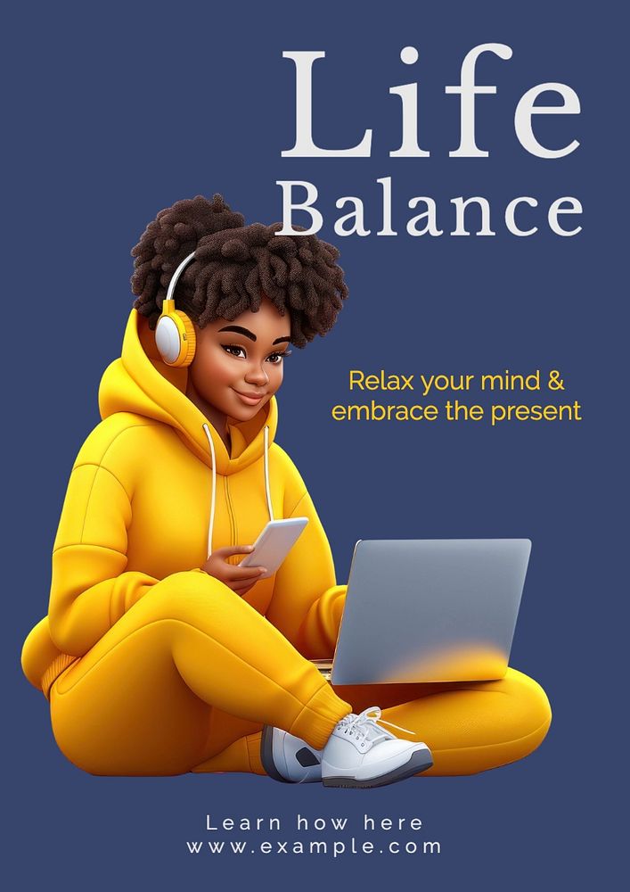 Life balance editable poster template