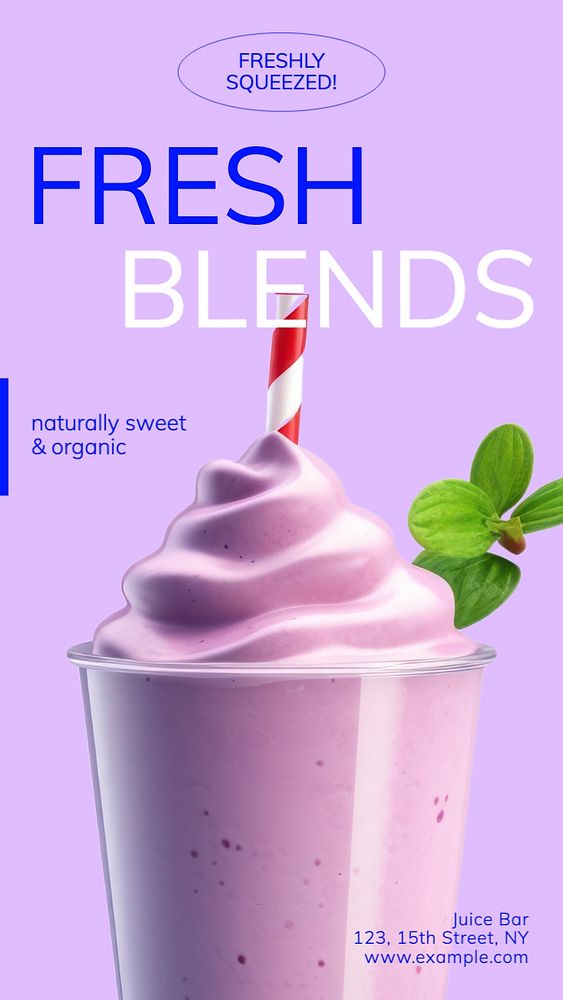 Fresh fruit blends Instagram story template, editable social media design