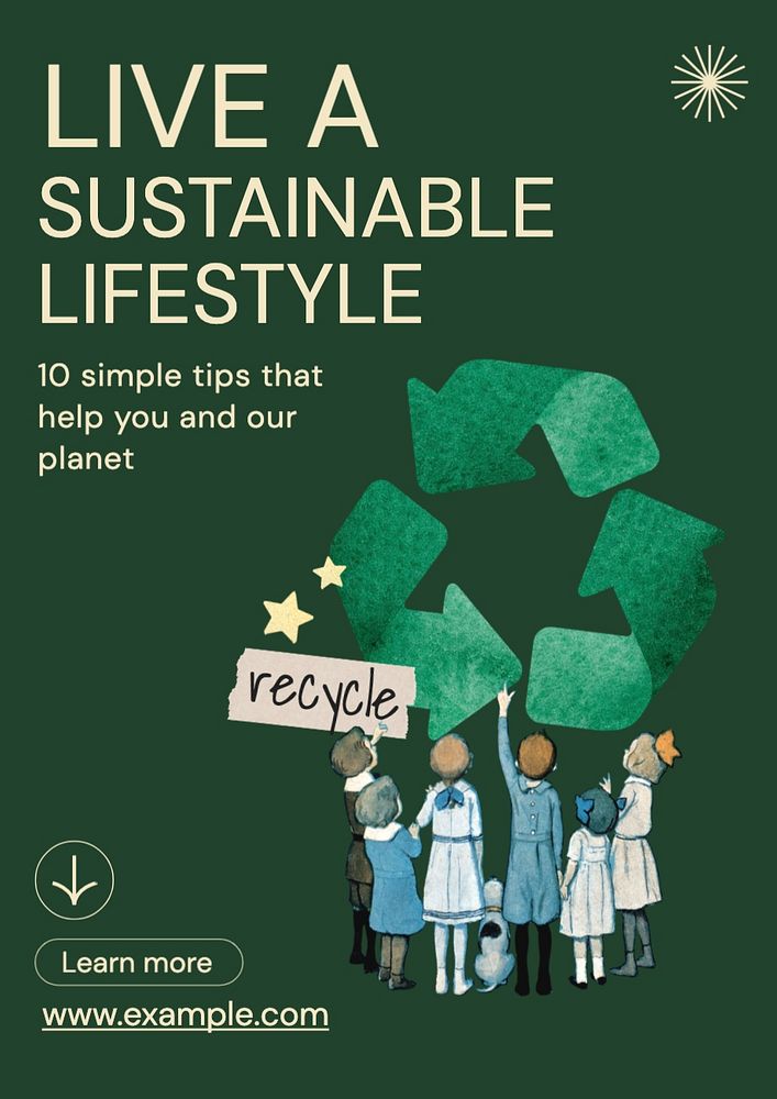 Sustainable lifestyle editable poster template