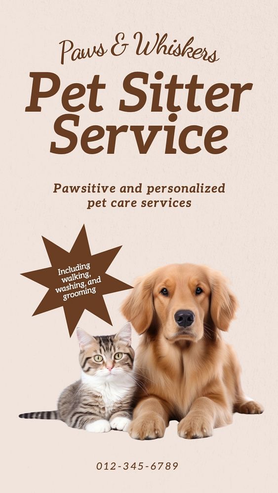 Pet sitter service Instagram story template, editable social media design