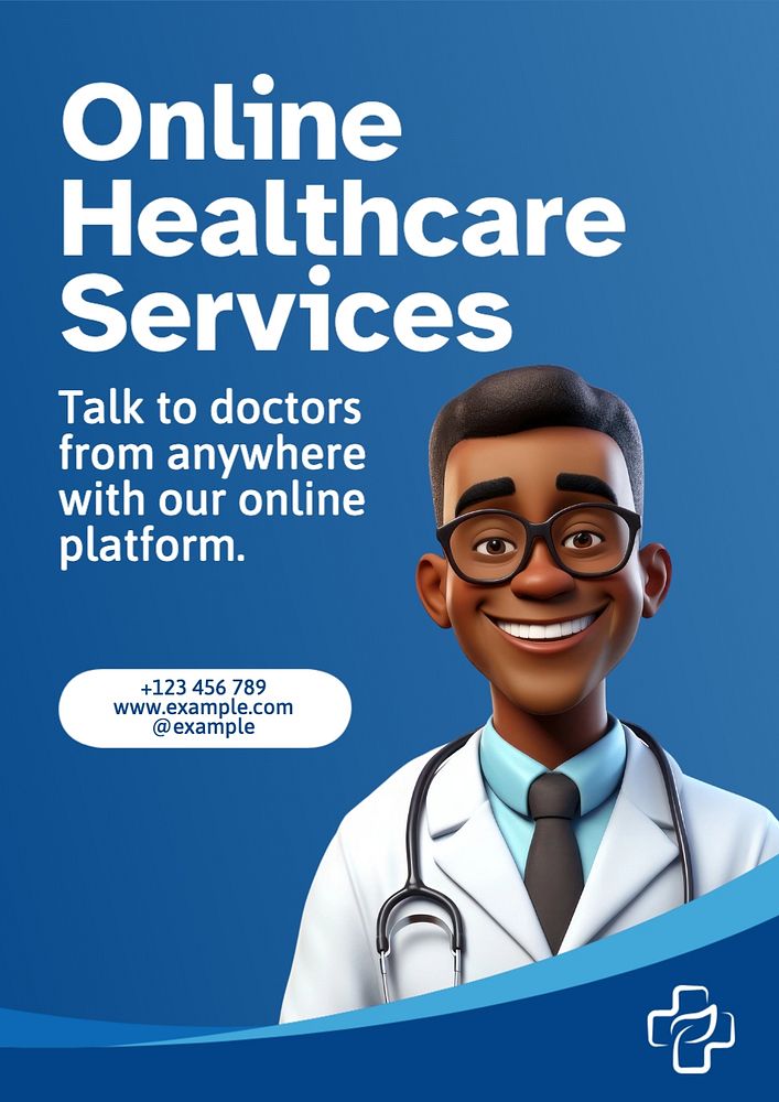 Online Healthcare Services editable poster template