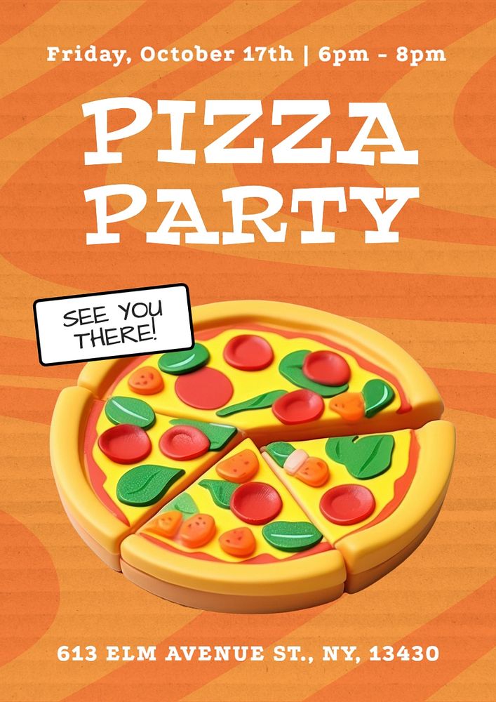 Pizza party invitation editable poster template