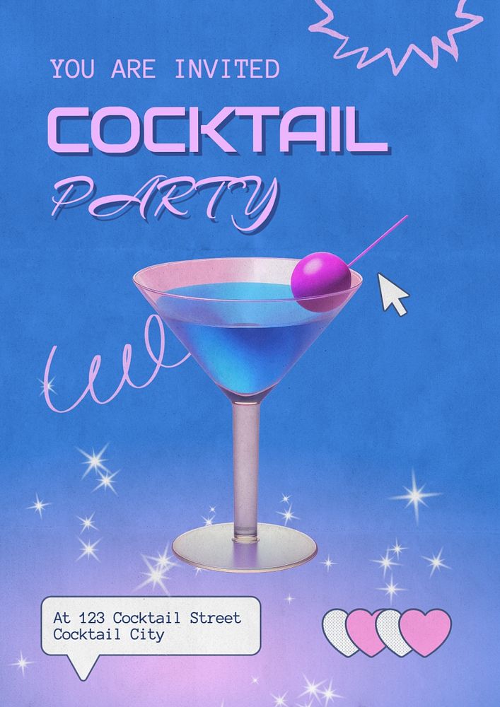 Cocktail party editable poster template