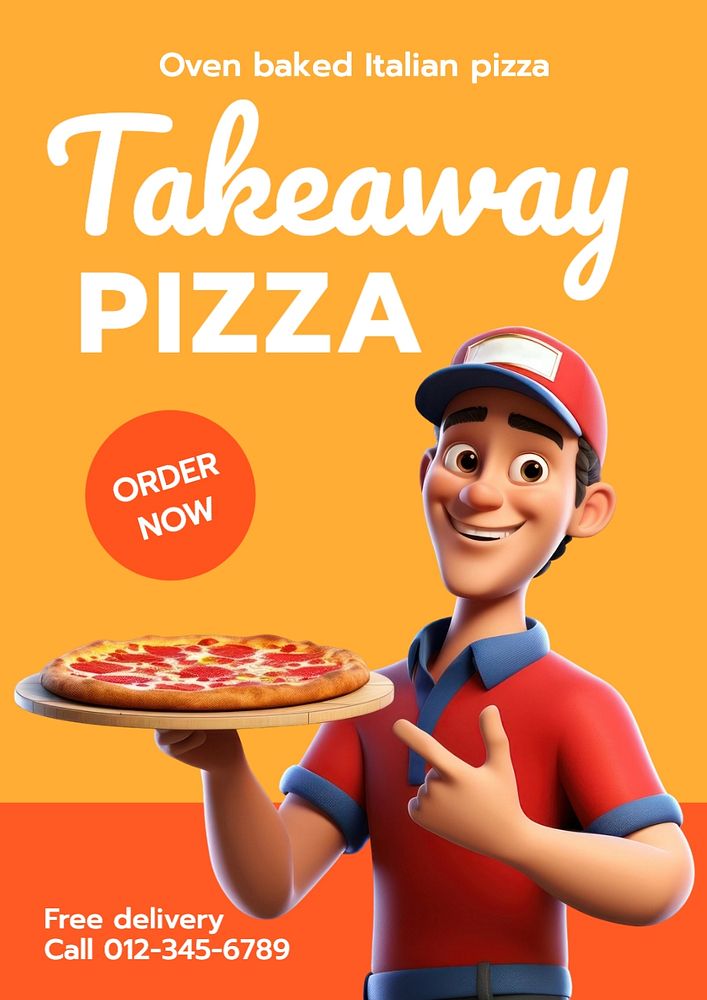 Takeaway pizza editable poster template