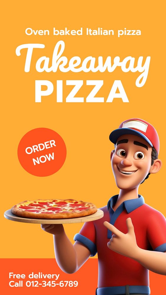 Takeaway pizza Instagram story template, editable social media design