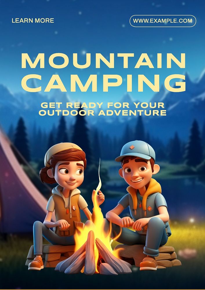 Mountain camping editable poster template