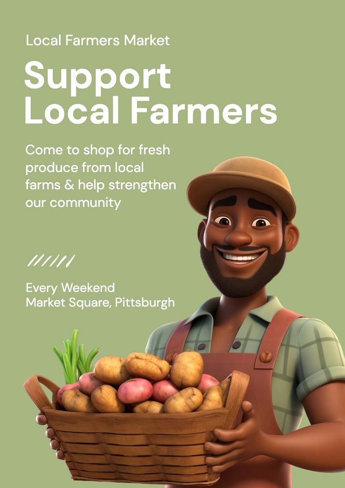 Support local farmers editable poster template