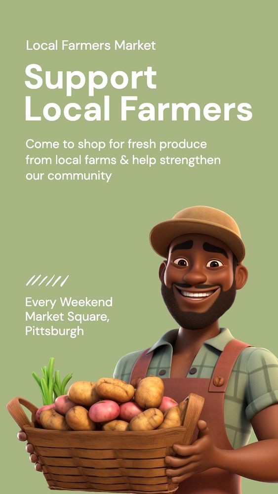 Support local farmers Instagram story template, editable social media design