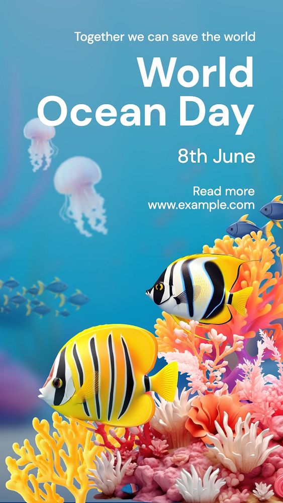 Ocean day Instagram story template, editable social media design