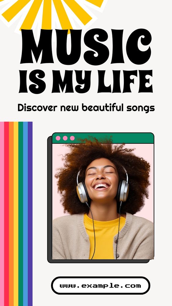 Music & songs Instagram story template, editable social media design