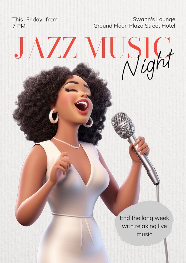 Jazz music night editable poster template