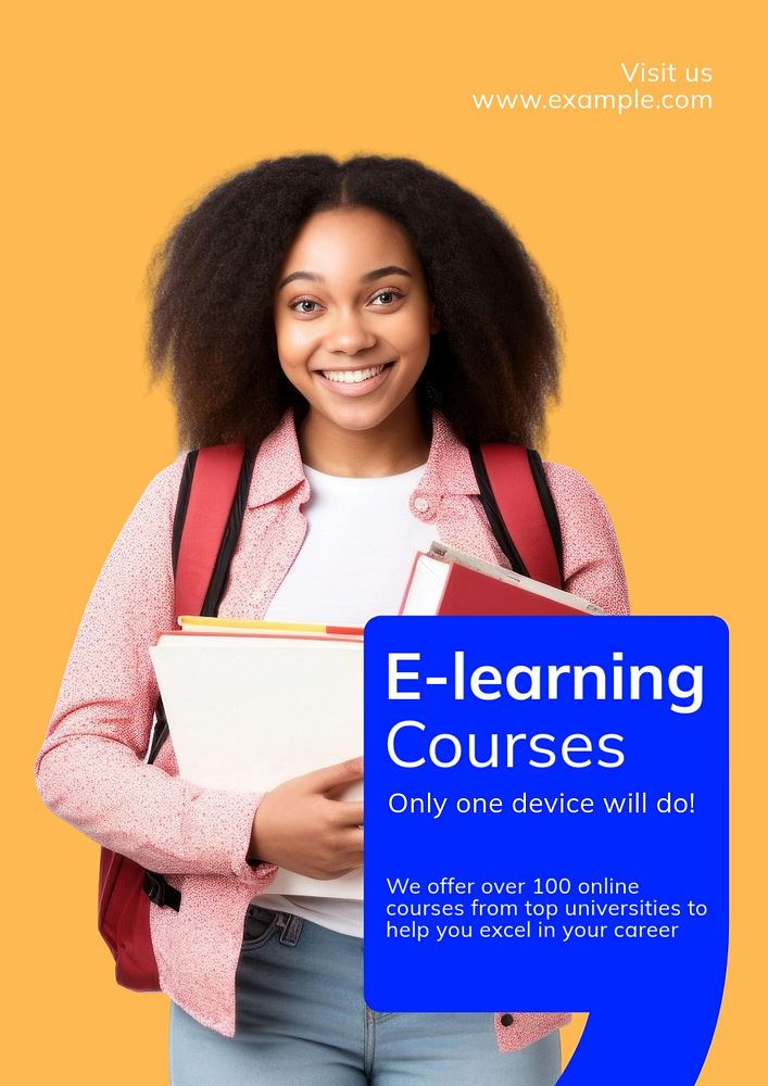 E-learning courses editable poster template